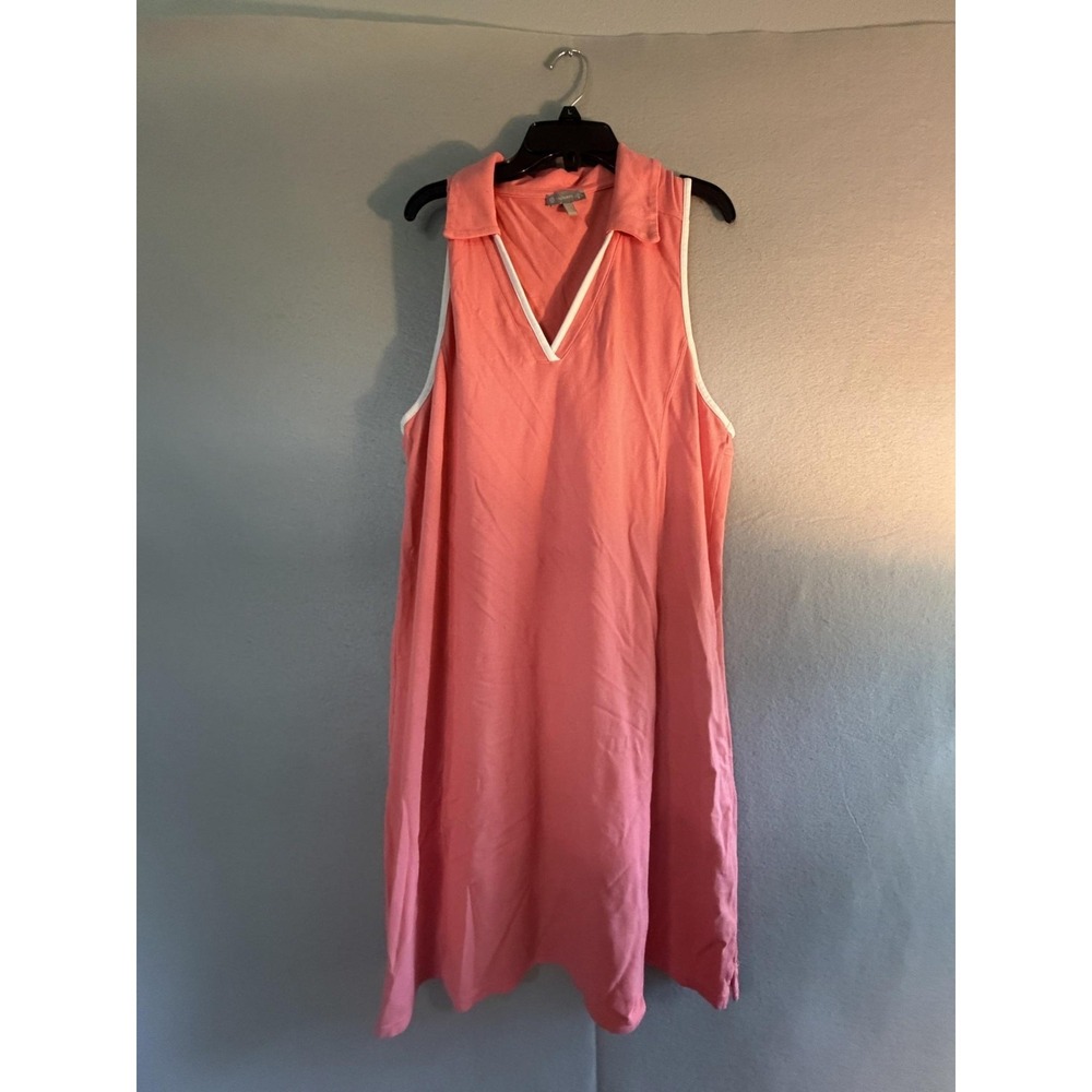 T By Talbots Dress Womens XL Pink Sleeveless Collared‎ Knit Shift UPF 50 Golf